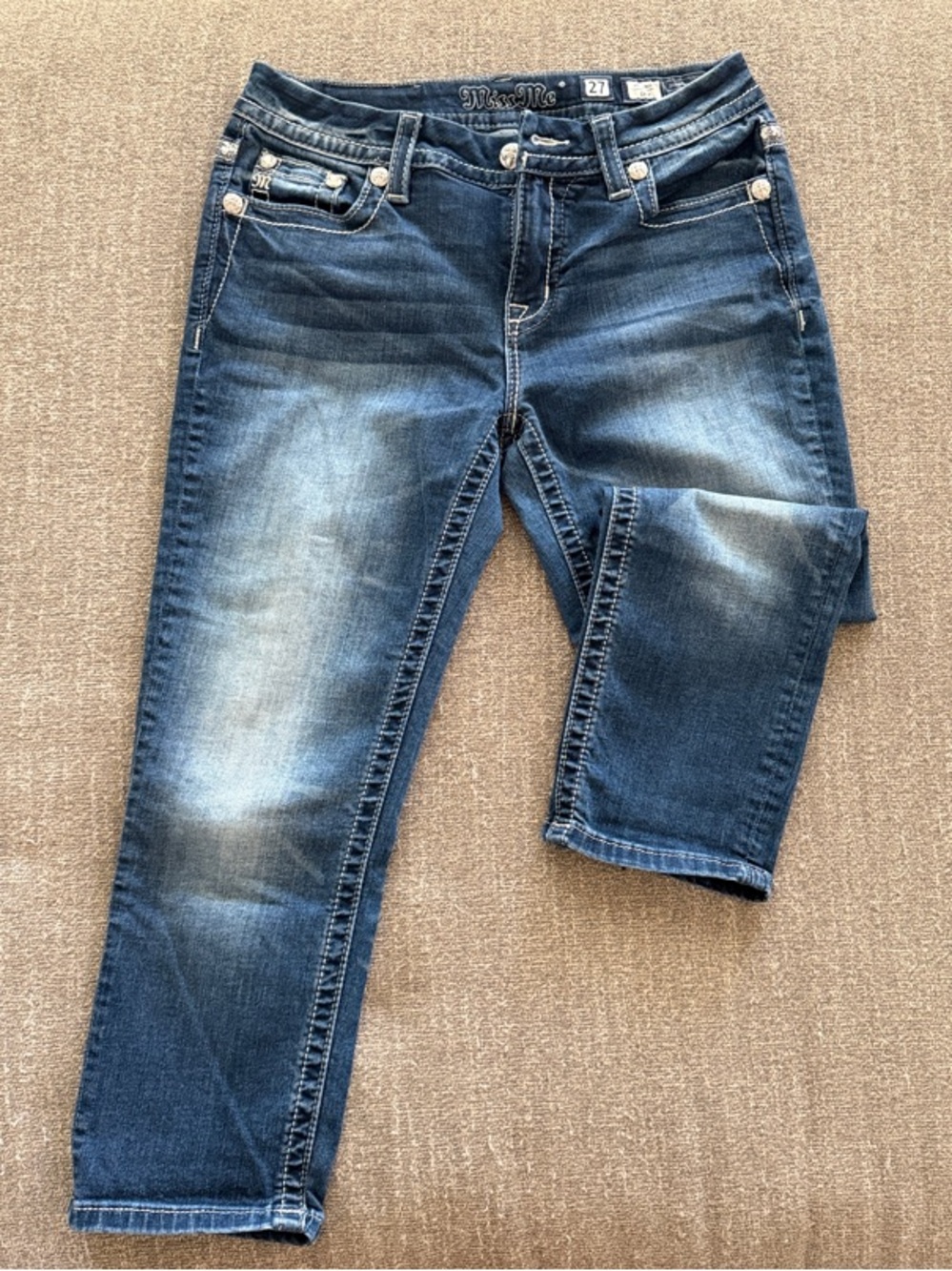 Miss Me Dark Blue Cropped Jeans